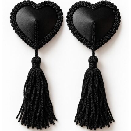 CHILIROSE - CR 4897 HEART-SHAPED NIPPLE COVERS WITH BLACK TASSELS - sexbliss - Foto 1
