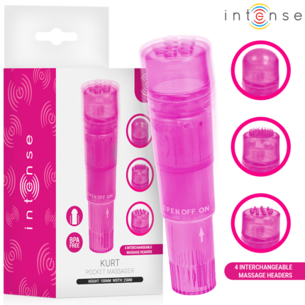 INTENSE - KURT MINI MASSAGER WITH 4 INTERCHANGEABLE HEADS PINK - sexbliss - Foto 1