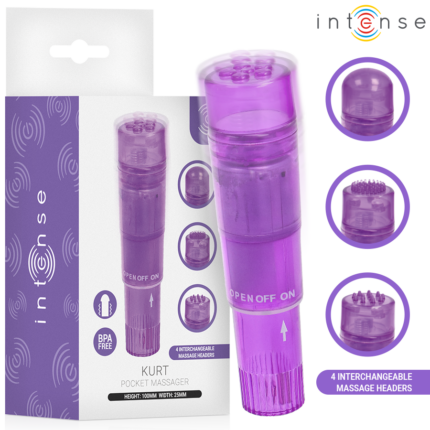 INTENSE - KURT MINI MASSAGER WITH 4 INTERCHANGEABLE HEADS PURPLE - sexbliss - Foto 1