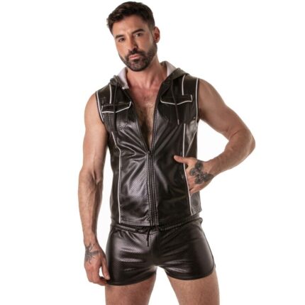 LOCKER GEAR - PUNCH HOLE LEATHERETTE HOODIE WHITE L - sexbliss - Foto 1