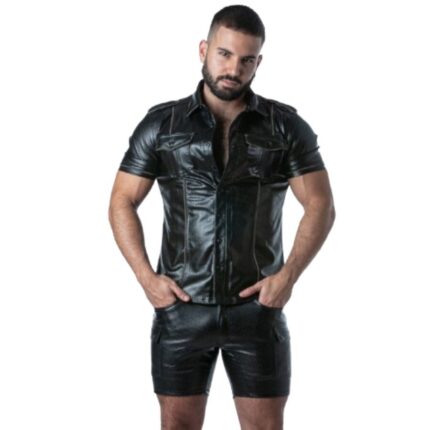 LOCKER GEAR - PUNCH HOLE LEATHERETTE SHIRT KHAKI L - sexbliss - Foto 1