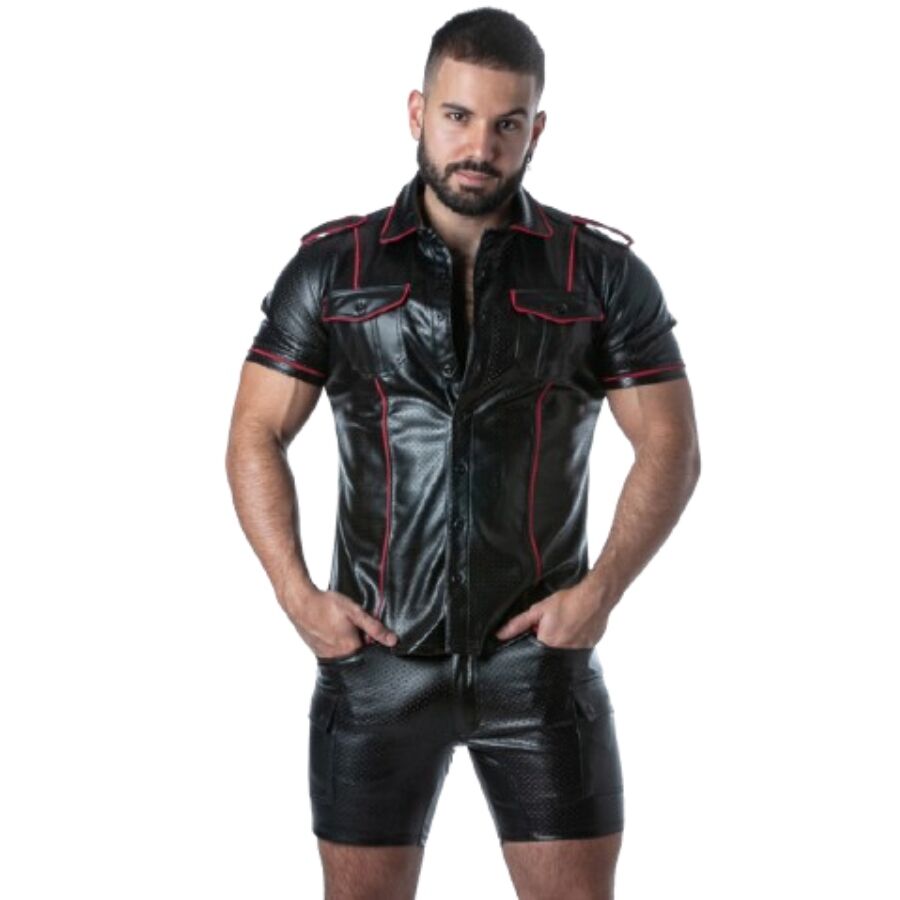 LOCKER GEAR - PUNCH HOLE LEATHERETTE SHIRT RED M - Foto 1 LOCKER GEAR - PUNCH HOLE LEATHERETTE SHIRT RED M - sexbliss - Foto 1