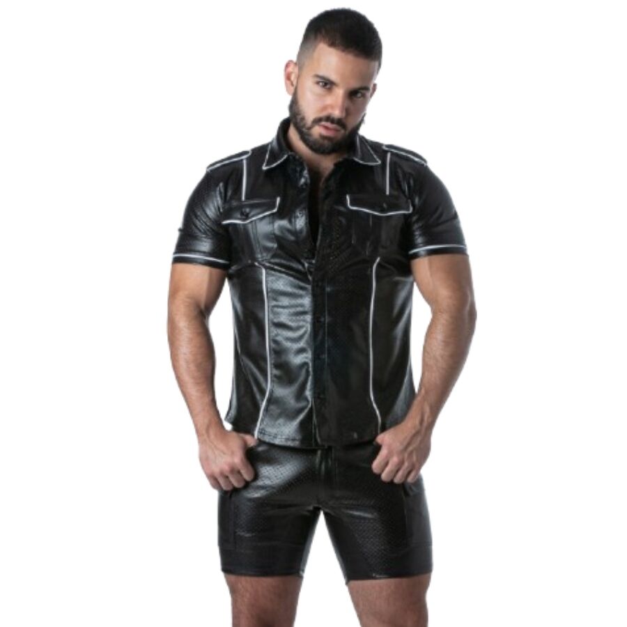 LOCKER GEAR - PUNCH HOLE LEATHERETTE SHIRT WHITE XL - Foto 1 LOCKER GEAR - PUNCH HOLE LEATHERETTE SHIRT WHITE XL - sexbliss - Foto 1