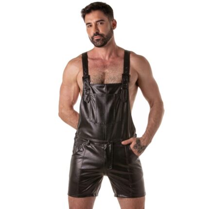 LOCKER GEAR - PUNCH HOLE LEATHERETTE SHORT OVERALLS BLACK S - sexbliss - Foto 1