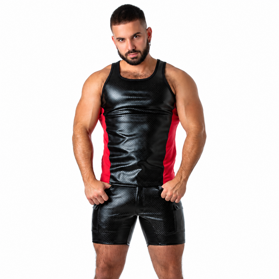 LOCKER GEAR - PUNCH HOLE LEATHERETTE TANK TOP RED M - Foto 1 LOCKER GEAR - PUNCH HOLE LEATHERETTE TANK TOP RED M - sexbliss - Foto 1