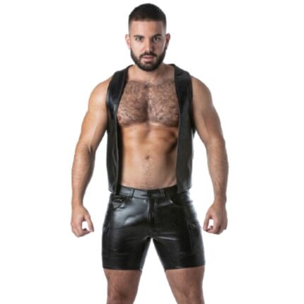 LOCKER GEAR - PUNCH HOLE LEATHERETTE VEST BLACK S - sexbliss - Foto 1