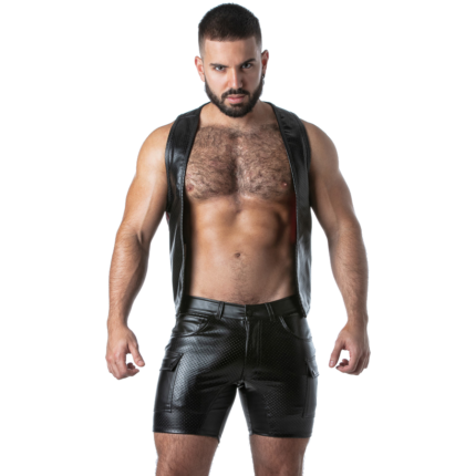 LOCKER GEAR - PUNCH HOLE LEATHERETTE VEST RED XL - sexbliss - Foto 1
